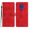 Blomster Læder Etui Til Motorola Moto G9 / G9 Play / E7 Plus Red