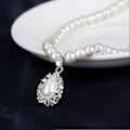 Miniatyrbillede 5 af 5: Royal Style Prinsesse Imitation Perle Dråbevedhæng Elegant Halskæde Øreringe