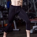 Miniatyrbild 2 av 5: Träningsleggings för män Kompression Baslager Löpartights 3/4 Tränings Fitness Byxor Black M