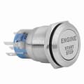 12V Vit LED Bil Motor Start Stopp Tryckknapp Brytare Silver Rostfritt Stål