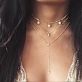Miniatyrbillede 2 af 4: Multi Layer Dame Måne Rhinestone Vedhæng Clavicle Kæde Choker Halskæde Smykker TSUNDEAU