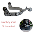 Miniatyrbillede 2 af 5: 2x Hestesporer Anti-Rust Western Style Spore Til Konkurrenceudstyr Mænd Sølv Black Silver