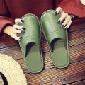 Miniatyrbild 1 av 5: Prisvärda lädertofflor Herr Hemmaskor Vinter Vattentäta Tofflor Unisex Inomhusskor Rum Gästtofflor Herr Flip Flops Green CN 37 38
