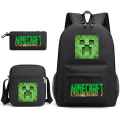 Miniatyrbild 1 av 5: MINECRAFT Ryggsäck Skolväska för Barn Pojkar Flickor Spel Tryckt Student Bokväska Skolmaterial Gray