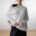 Miniatyrbilde 1 av 4: Asymmetrisk drapert genser, en genser så myk som skyene, dame langermet slouch batwing ensfarget myk strikket genser light gray