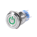 Miniatyrbilde 1 av 2: 19mm 12V-24V Vanntett Rustfritt Stål Selvlåsende Trykknapp Strømbryter Grønn LED