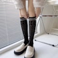 Pikkukuva 5 / 5: Jk Sukka Lolita Säärystimet Ontto Jk Sukka Harajuku Pitkä Sukka Löysä Sukka Black wave pattern h
