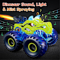 Pikkukuva 3 / 5: Kauko-ohjattava dinosaurusauto lapsille, 2.4GHz RC-kuorma-auto valolla, äänellä, maastokelpoinen ladattava RC-auto punainen