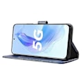 Miniatyrbilde 3 av 5: Wallet Flip Cover-deksel for Honor 90 Lite 5G / X50i 5G PU-lær Diamanttekstur Stativ Støtsikker Blue