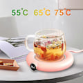 Miniatyrbillede 3 af 5: Bærbar USB kaffekopvarmer med automatisk slukfunktion, elektrisk drikkevarevarmer, gaver Pink