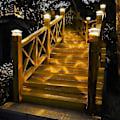 Miniatyrbilde 2 av 4: Solcelle Stolpehatt Lys Utendørs: 8 Pakk Lyse 2 Moduser Led Solcelle Gjerde Dekkslys For 3.5x3.5 4x4 4.5x4.5 5x5 Tre Stolper 2 Pack