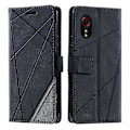 Miniatyrbillede 1 af 5: Til Samsung Galaxy Xcover 5 Wallet Case Linjer Præget PU Læder Telefon Bagcover Black