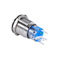 Miniatyrbilde 2 av 2: 19mm 12V-24V Vanntett Rustfritt Stål Selvlåsende Trykknapp Strømbryter Grønn LED