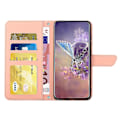 Miniatyrbilde 2 av 5: For Nokia C30 Sommerfugl Blomster Preging Pu Lær Telefon Shell, Fallsikker Mønster Preging Design Lommebok Stativ Veske Med Praktisk Stropp Pink