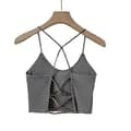 Stroptoppe med stropper til kvinder, krydsende stropper, beskårede tanktoppe Grey