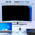 Miniatyrbilde 4 av 5: 8K 60Hz -Kompatibel Switch Splitter Bi-Direction 1X2/2X1 -Kompatibel Switch 2 In1 Ut for TV Boks Switch