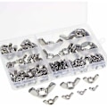 Miniatyrbilde 1 av 5: Vingmuttere, 100 stk rustfritt stål metrisk gjenger M3 M4 M5 M6 M8 M10 M12 Butterfly Wing Nuts Sortimentsett for DIY-verktøy