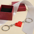 Miniatyrbillede 3 af 5: Hjerte Nøglering Sæt, Rød Hjerte Nøglering Lille Klods Hjerte Nøglering, 2 stk. Matchende Hjerte Dekorationer Valentinsdagsgave til Kæreste Kæreste