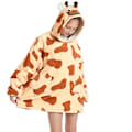 Miniatyrbild 1 av 2: Barnstorlek Överdimensionerad Sweatshirtfilt med Huva Mjuk Varm Fleece Badrock Giraff