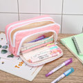 Miniatyrbillede 5 af 6: Aprikos Pennetui med Lommer Stor Pennetui Multifunktionel Pennetui Preppy Pennetui Papirvarer Organizer Æstetiske Makeuptasker Pink