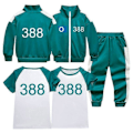 Miniatyrbilde 1 av 2: Squid Game 2-spiller Cosplay Kostyme Treningsjakke Komplett Klesett No.388 No.388 No.388 140cm