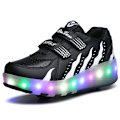 Miniatyrbillede 1 af 10: Selvlysende LED-rulleskøjter til børn med hjul, sort [JUN] Black 34