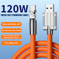 Miniatyrbilde 2 av 8: 120W 6A 180 Graders Rotasjon Super Rask Lading Data Type-C Kabel Blå Blue Type-C[1.5m]