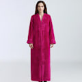 Pikkukuva 1 / 5: Vetoketjullinen aamutakki naisille, flanelli-fleece-takki, talvella lämmin kotitakk, yöpaita, ruusunpunainen Rose Red M
