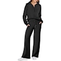Miniatyrbilde 1 av 7: Dam 2-delt treningsdraktsett, Romslig Loungewear, Sportetøy Svart Black 2XL