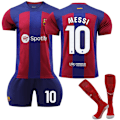 Miniatyrbillede 1 af 2: 2023-2024 Barcelona hjemme fodboldtrøje til børn nr. 10 Messi 16