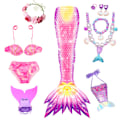 Miniatyrbild 1 av 5: 9-delad sjöjungfru-baddräkt Prinsessa Bikini Monofena Badkläder Set MY12 MY12 MY12 120