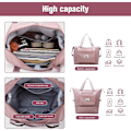 Miniatyrbillede 2 af 5: Foldbar Rejsekuffert, Letvægts Vandtæt Håndbagage med Fast Rem, Design med Tør-Våd Separation[JUN] pink