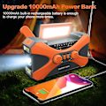 Miniatyrbilde 4 av 5: 10000mAh Nødradio, Solcellevevradio, Bærbar AM/FM/NOAA Værrradio med Telefonlader Lommelykt TAO Orange