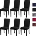 6-pak vaskbare strækstolebetræk - elastiske slipcovers til spisestole[JUN] svart