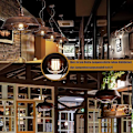 Miniatyrbilde 4 av 5: Industriell Pendellampe, Retro Pendellampe i Metall, Lampeskjerm, E27 Baslampe (Pære ikke inkludert), Industriell Taklampe for Restaurantkjøkken, Ø26CM (Brun)