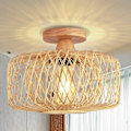 Pikkukuva 1 / 5: Vintage Bamboo Riippuvalaisin - Retro Rattan Kattovalaisin E27 Boho Riippuva Valaisin Ø30cm