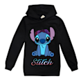 Miniatyrbild 1 av 3: Barn Lilo Stitch Huvtröja Sweatshirt Casual Långärmad Tröja Svart black 150cm