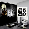 Halloween Duschdraperi Set med Spökhus, 180 x 180 cm Badrumsinredning [JUN]