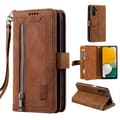 Samsung Galaxy A56 PU læderpung etui med lynlås 9 kortpladser [JUN] Brown Multicolor