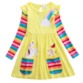 Pikkukuva 1 / 3: Lasten Taapero Tyttöjen Prinsessa Juhla Tutu Mekko Pitkähihainen Luistelu Arkimekot Keltainen Yellow 128cm