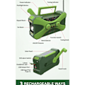 Miniatyrbild 3 av 7: 10 000 mAh Solcellsdriven Nödhandvevradio, med Handvev Kraftgenerering, Ficklampa, USB Multifunktionsradio, Grön