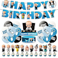 Pikkukuva 1 / 5: Baby Boss syntymäpäiväjuhlan koristeet, Hyvää syntymäpäivää Banner Cake Toppers -ilmapallot Set