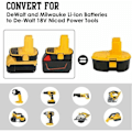 Miniatyrbillede 2 af 3: DM18D DCA1820 Batteriadapter med USB-port til Dewalt 20V/18V og Milwaukee M18 18V Lithium-ion batterier, Kompatibel med DCB204 DCB205 Batterier