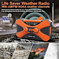 Miniatyrbilde 2 av 5: 10000mAh Nødradio, Solcellevevradio, Bærbar AM/FM/NOAA Værrradio med Telefonlader Lommelykt TAO Orange