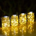 Miniatyrbillede 4 af 5: 4 Solar Havelamper - 20 LED Vandtætte Glaslamper til Udendørs Brug, Halloween, Jul