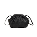 Miniatyrbillede 3 af 6: Taske i vævet PU-læder, trendy skuldertaske sort black 3