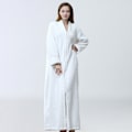 Pikkukuva 1 / 5: Vetoketjullinen aamutakki naisille, flanelli-fleece-takki, talvella lämmin kotitakk, yöpaita, valkoinen White M