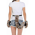 Miniatyrbillede 3 af 6: Kunstig Pelsræv Hale Kat Varulv Cosplay Kostume Sæt Plys Maske Fluffy Poter Handsker Halloween Jul Sort og Hvid Black and white One Size