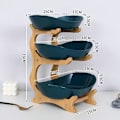 Miniatyrbillede 2 af 5: Bambus træhylde husholdnings snackbakke slikbakke frugtkurv stativ Dark green three layers