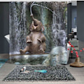 Miniatyrbillede 5 af 5: Duschforhæng i stof, skimmelresistent bruseforhæng, elefant